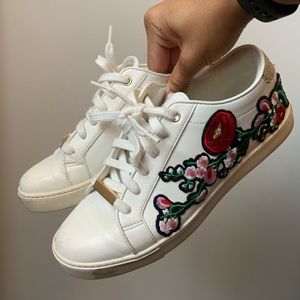 Aldo white flower embroidered sneakers